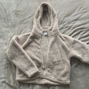 VS PINK Tan Sherpa Cropped Hoodie